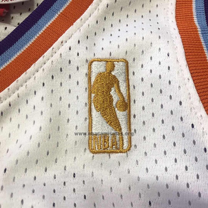 Camiseta Utah Jazz John Stockton NO 12 Hardwood Classics Throwback 1996-97 Blanco